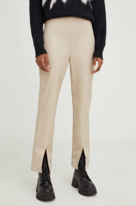 Answear Lab pantaloni femei, culoarea bej, mulata, high waist