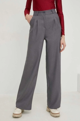 Answear Lab pantaloni femei, culoarea gri, drept, high waist