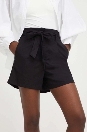 Answear Lab pantaloni scurti cu in culoarea negru, neted, high waist
