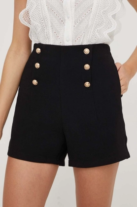 Answear Lab pantaloni scurti femei, culoarea negru, neted, high waist