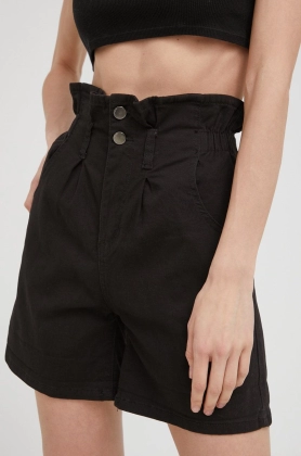 Answear Lab pantaloni scurti femei, culoarea negru, neted, high waist