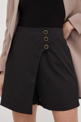 Answear Lab pantaloni scurti femei, culoarea negru, neted, high waist