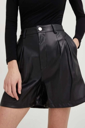 Answear Lab pantaloni scurti femei, culoarea negru, neted, high waist