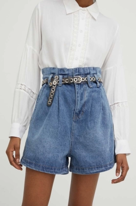 Answear Lab pantaloni scurti jeans femei, neted, high waist