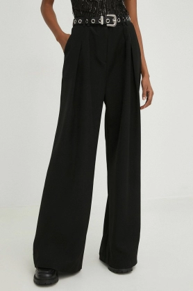 Answear Lab pantaloni x colectia limitata SISTERHOOD femei, culoarea negru, lat, high waist