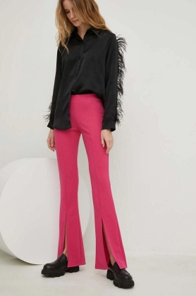 Answear Lab pantaloni x colectia limitata SISTERHOOD femei, culoarea roz, evazati, high waist