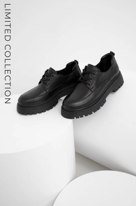 Answear Lab pantofi de piele femei, culoarea negru, cu toc plat