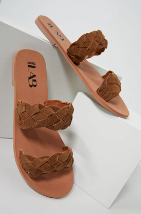 Answear Lab papuci din piele femei, culoarea maro