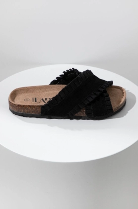 Answear Lab papuci din piele femei, culoarea negru