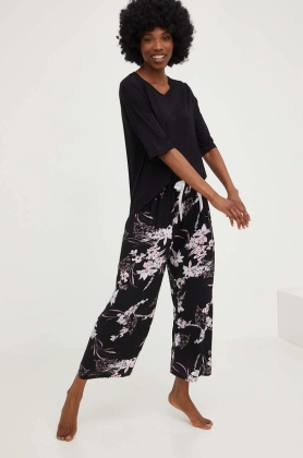 Answear Lab pijama femei, culoarea negru