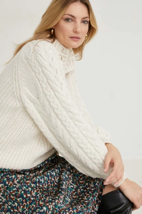 Answear Lab pulover de lana femei, culoarea bej, calduros
