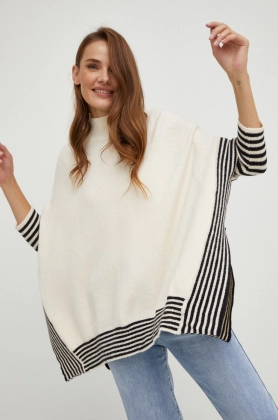 Answear Lab pulover de lana femei, culoarea bej, cu turtleneck