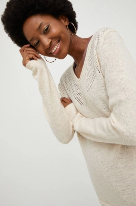 Answear Lab pulover de lana femei, culoarea bej, light