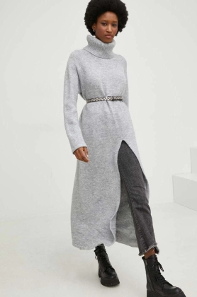 Answear Lab pulover de lana femei, culoarea gri, cu guler