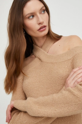 Answear Lab pulover de lana femei, culoarea maro,