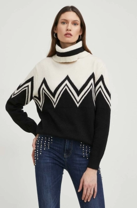 Answear Lab pulover de lana femei, culoarea negru, calduros, cu guler
