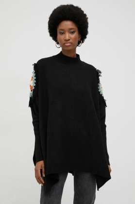 Answear Lab pulover de lana femei, culoarea negru, cu turtleneck