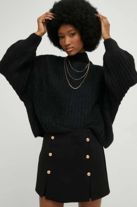 Answear Lab pulover de lana femei, culoarea negru, cu turtleneck