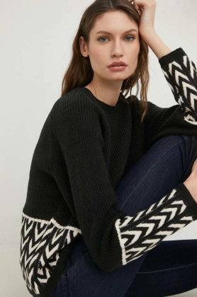 Answear Lab pulover de lana femei, culoarea negru
