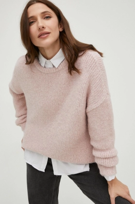 Answear Lab pulover de lana femei, culoarea roz, calduros