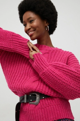 Answear Lab pulover de lana femei, culoarea roz, calduros