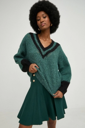 Answear Lab pulover de lana femei, culoarea verde, calduros