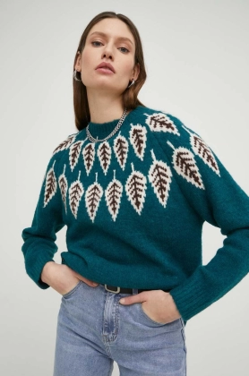 Answear Lab pulover de lana femei, culoarea verde, calduros