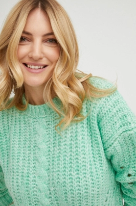 Answear Lab pulover din amestec de casmir femei, culoarea verde, calduros
