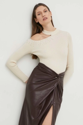 Answear Lab pulover femei, culoarea bej, light, cu turtleneck