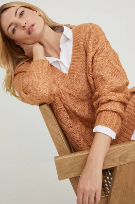 Answear Lab pulover femei, culoarea maro, calduros