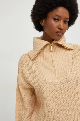 Answear Lab pulover femei, culoarea maro, light, cu guler