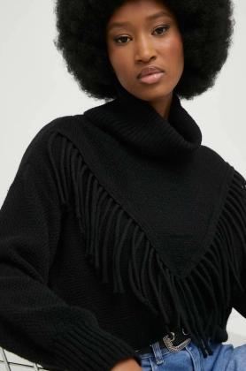 Answear Lab pulover femei, culoarea negru, calduros, cu guler