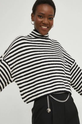 Answear Lab pulover femei, culoarea negru, calduros, cu turtleneck