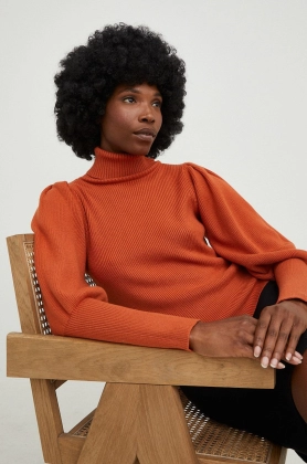 Answear Lab pulover femei, culoarea portocaliu, cu guler
