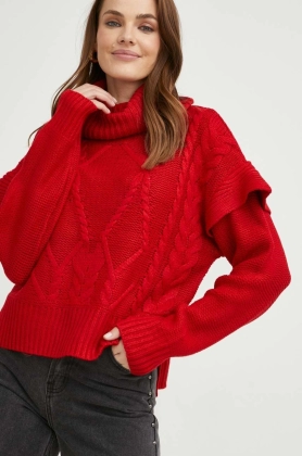 Answear Lab pulover femei, culoarea rosu, light, cu guler