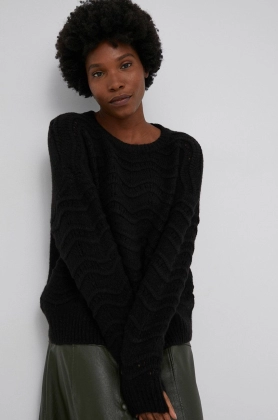 Answear Lab Rochie din amestec de lana femei, culoarea negru, light