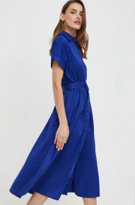 Answear Lab rochie din bumbac culoarea albastru marin, midi, evazati