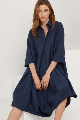 Answear Lab rochie din bumbac culoarea albastru marin, mini, oversize