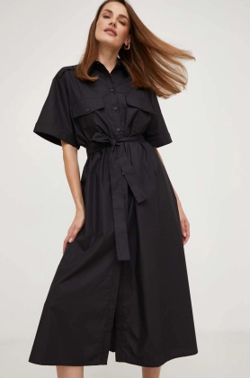 Answear Lab rochie din bumbac culoarea negru, midi, drept