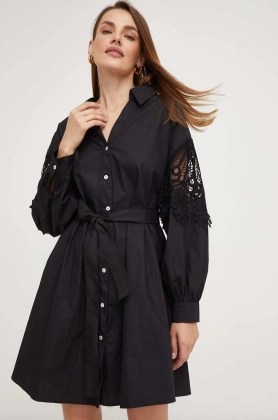Answear Lab rochie din bumbac culoarea negru, mini, drept