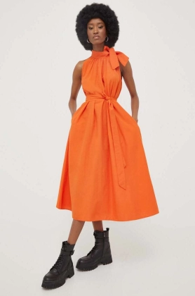 Answear Lab rochie din bumbac culoarea portocaliu, mini, evazati