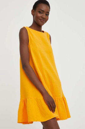 Answear Lab rochie din in culoarea portocaliu, mini, evazati
