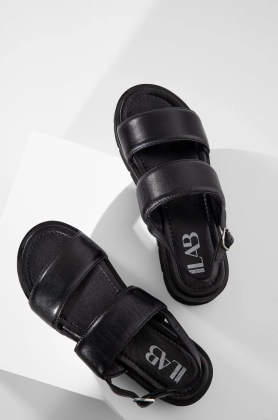 Answear Lab sandale de piele femei, culoarea negru, cu platforma