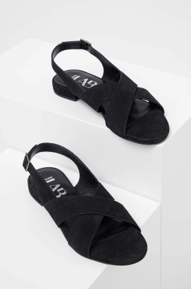 Answear Lab sandale din piele intoarsa femei, culoarea negru