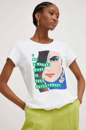 Answear Lab tricou X kolekcja limitowana BE SHERO femei, culoarea alb