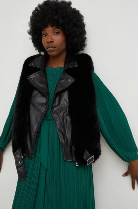 Answear Lab vesta femei, culoarea negru, de tranzitie