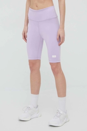 Arkk Copenhagen pantaloni scurti femei, culoarea violet, neted, high waist