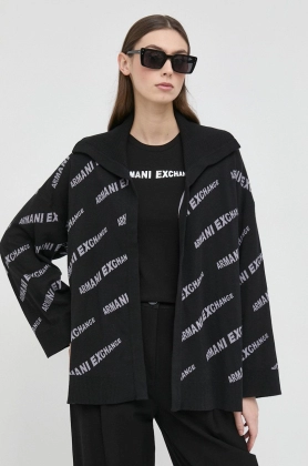 Armani Exchange cardigan din bumbac femei, culoarea negru, light
