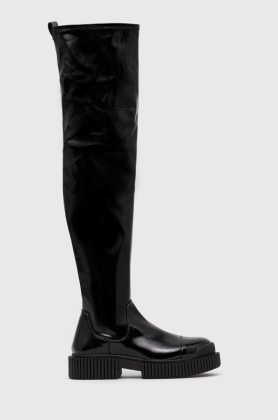 Armani Exchange cizme femei, culoarea negru, cu platforma