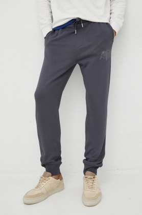 Armani Exchange pantaloni de trening barbati, culoarea albastru marin, cu imprimeu